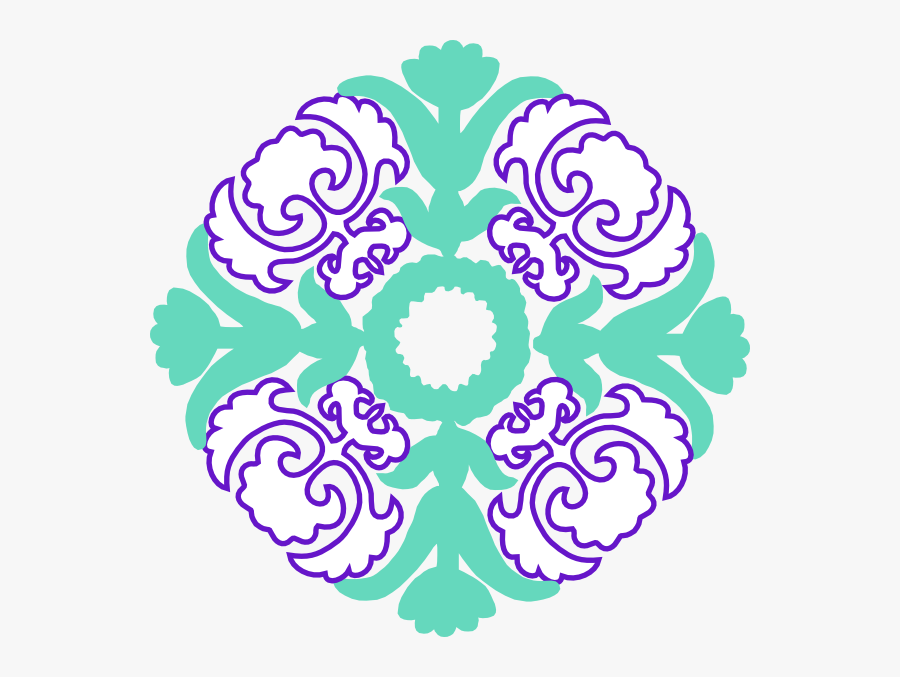 Damask Flourish Purple Mint Clip Art - Clip Art, Transparent Clipart