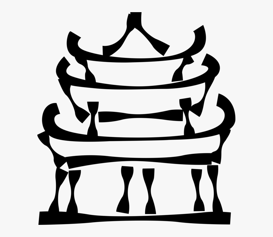 Vector Illustration Of Japanese Pagoda Temple Or Sacred - Chinese Temple Vector Png, Transparent Clipart