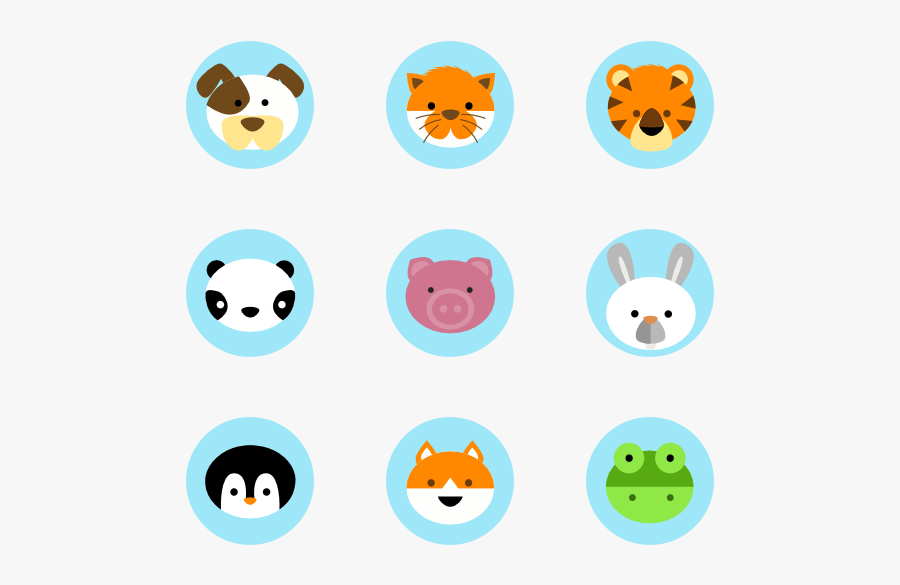 Cute Animal Collection - Flat Icons, Transparent Clipart