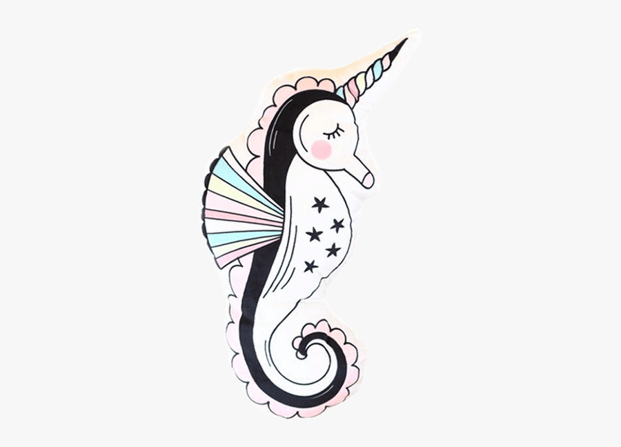 Cute Animals Pillow - Kawaii Rainbow Seahorse, Transparent Clipart