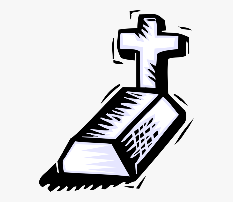 Vector Illustration Of Cemetery Plot Grave With Christian - Easy To Draw Grave, Transparent Clipart