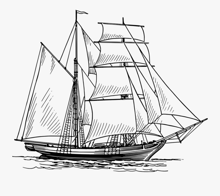 Transparent Nautical Clipart Black And White - Old Boat Drawing, Transparent Clipart