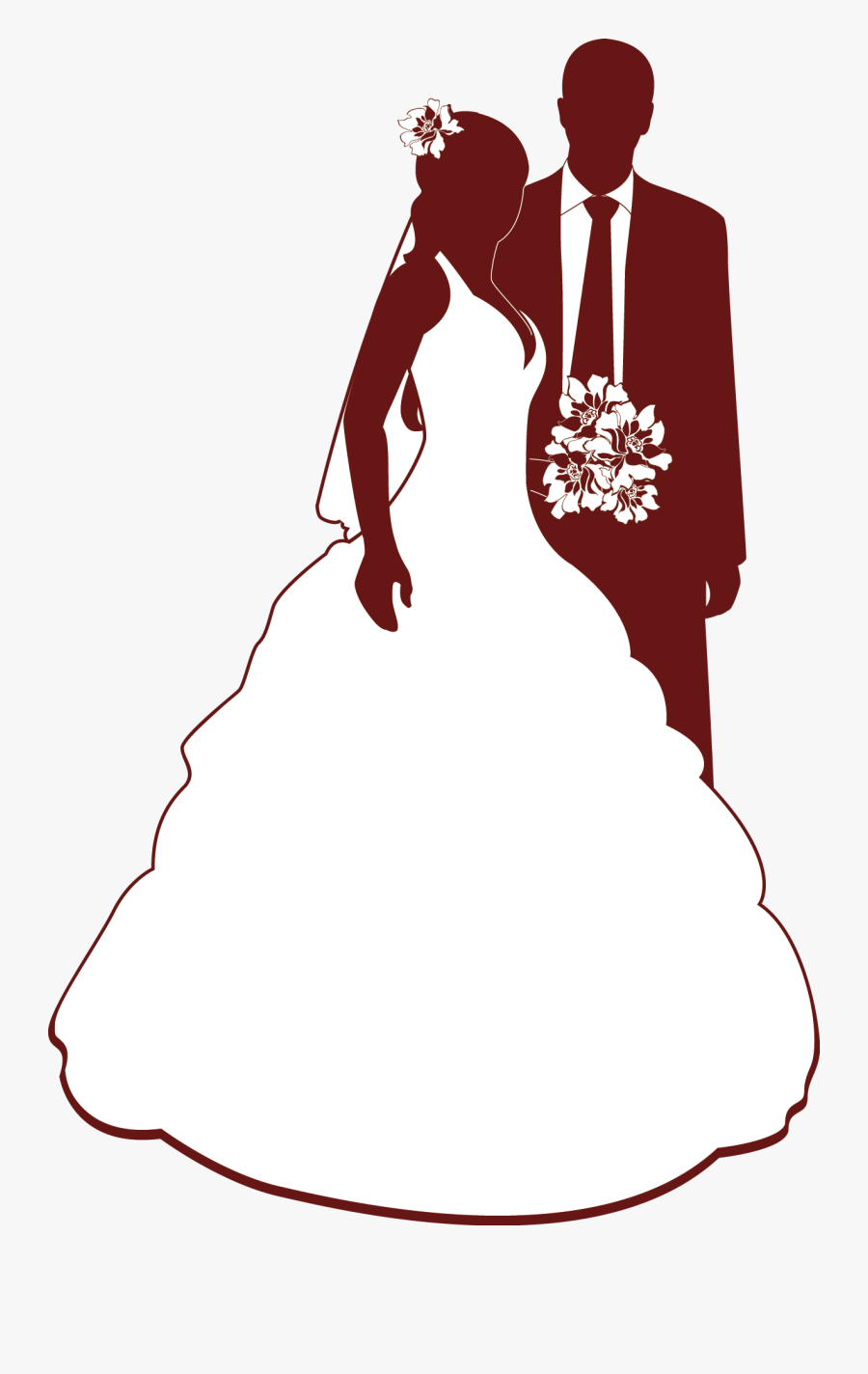 Transparent Bride Silhouette Png - Clip Art For Wedding Invitation, Transparent Clipart