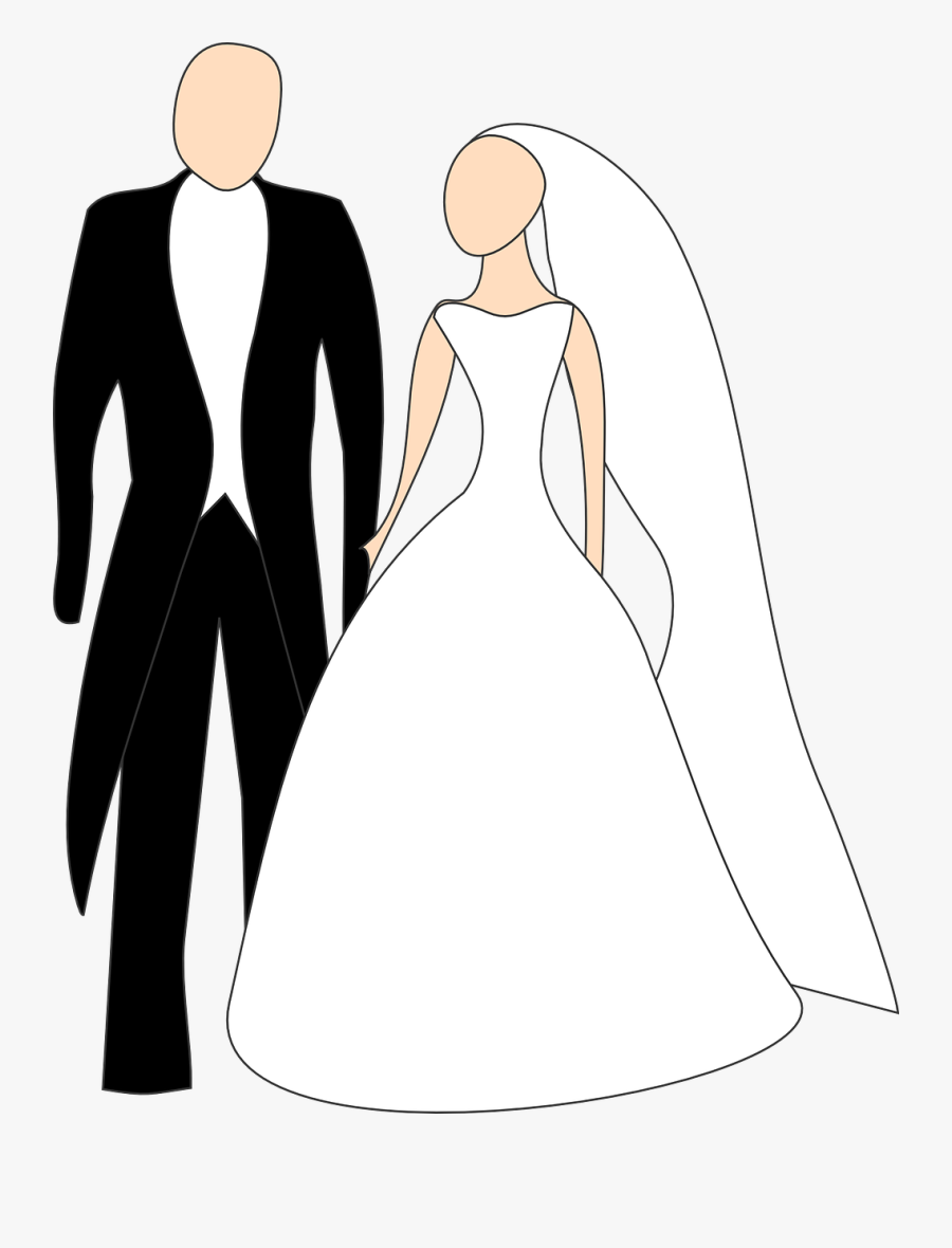 Wedding, Bride Broom Wedding Dress Smoking Marriage - Black And White Indian Bride And Groom Clipart, Transparent Clipart