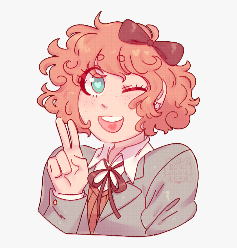 Sayori Curly Hair, Transparent Clipart