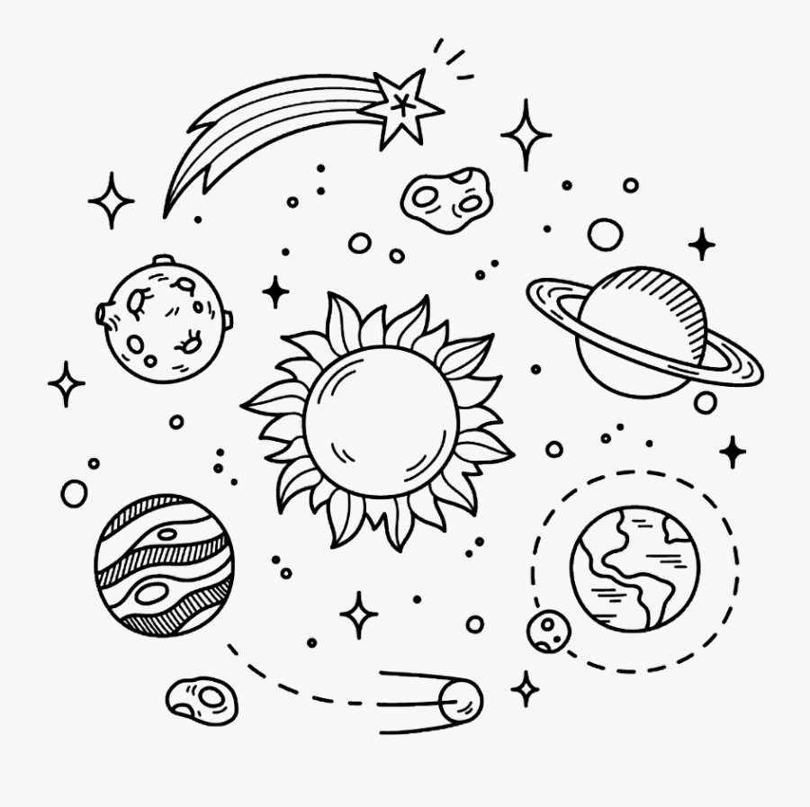 Space - Black And White Planet Sticker, Transparent Clipart