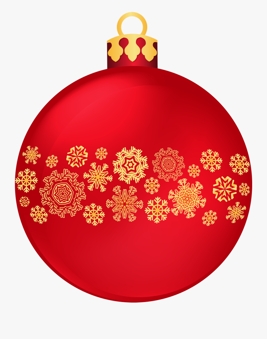Red Christmas Ball With Snowflakes Png Clipart - Christmas Ball Ball ...