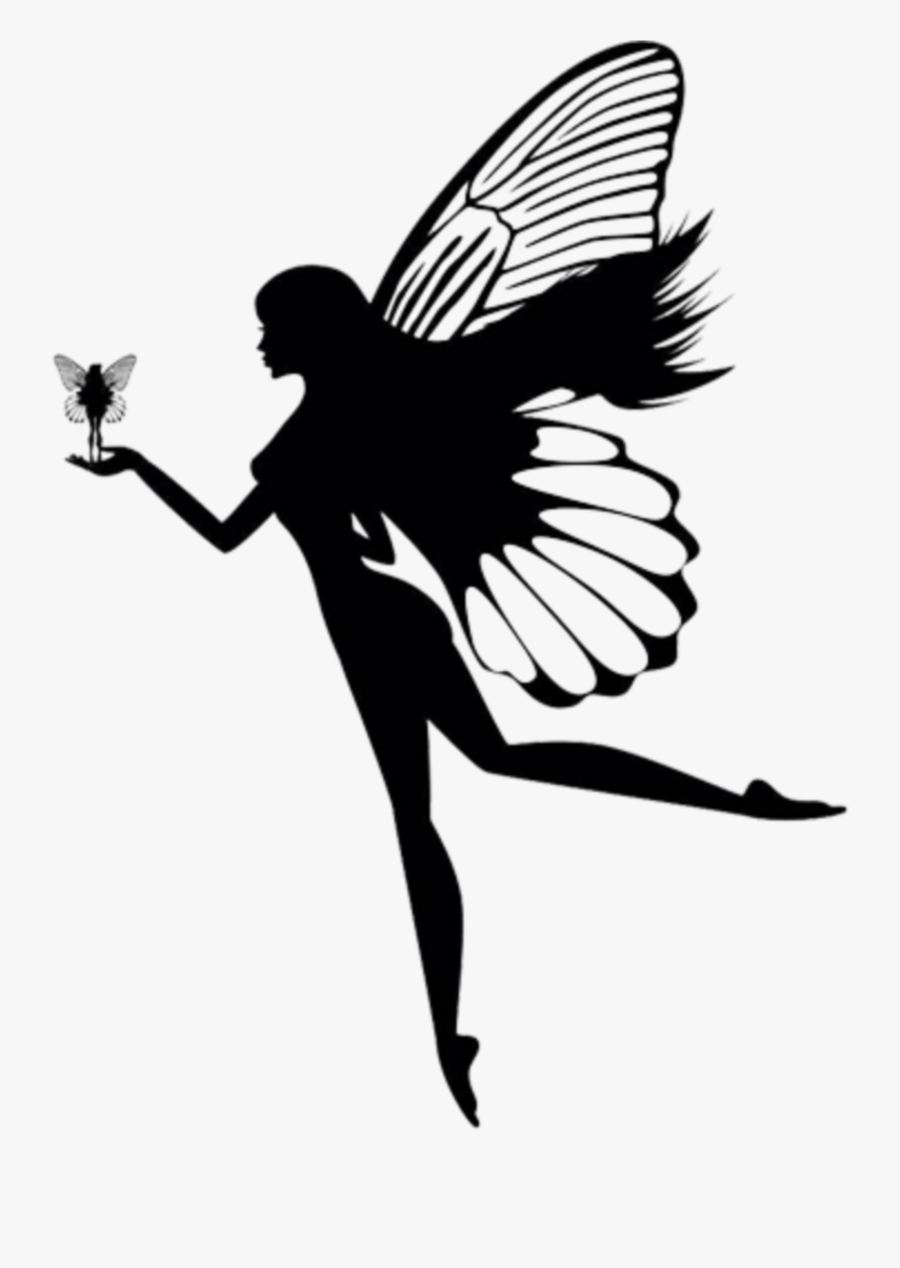 #ftestickers #angel #fairy #silhouette - Girl With Butterfly Wings Silhouette, Transparent Clipart