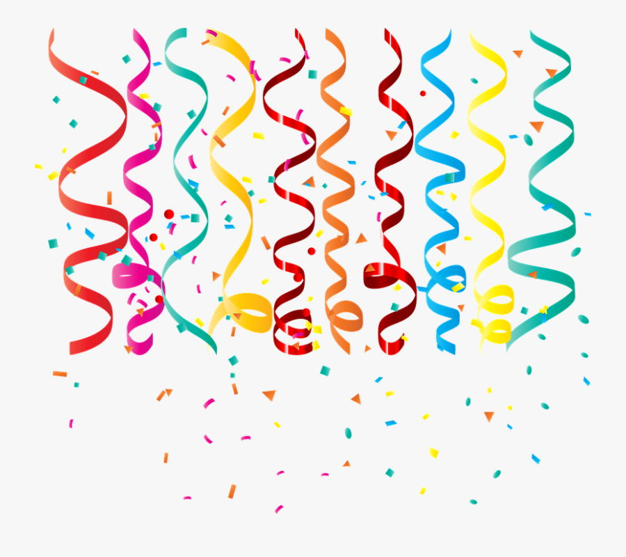 Confetti Curling Ribbon Birthday Streamers Party - Red Confetti Background Png, Transparent Clipart