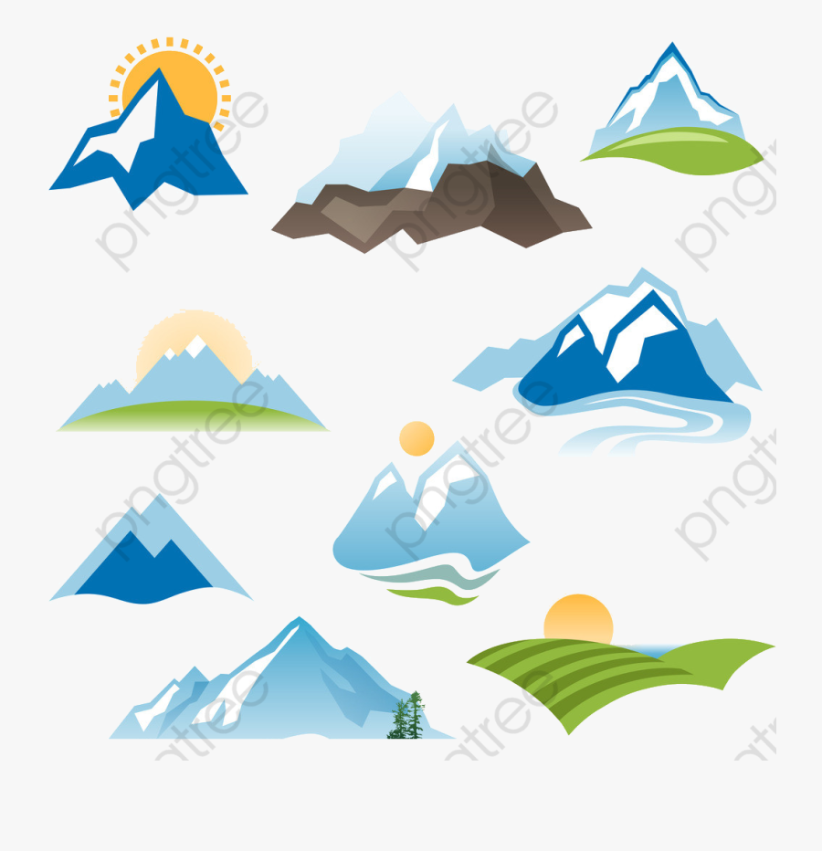 Sunrise Clipart Ocean - Abstract Vector Mountain Logo Design, Transparent Clipart