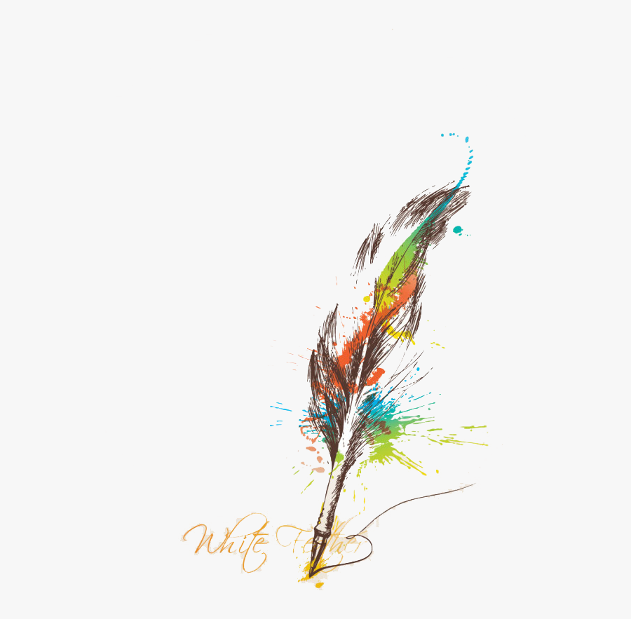 Irregular Color Feathers Paper Ink Feather Quill Clipart - Feathers ...