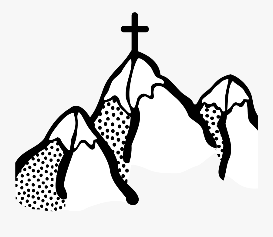 Lineart Big Image Png - Mountain With Cross Clipart, Transparent Clipart