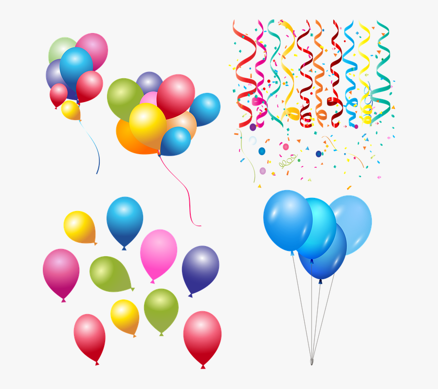Transparent Balloon And Confetti Clipart - Festive Balloon Background Png, Transparent Clipart