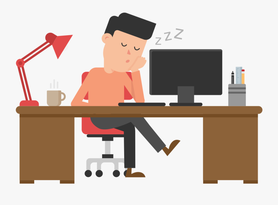 Cartoon Picture Of Man Sleeping At Desk Cartoon Free - Working At Desk Cartoon, Transparent Clipart