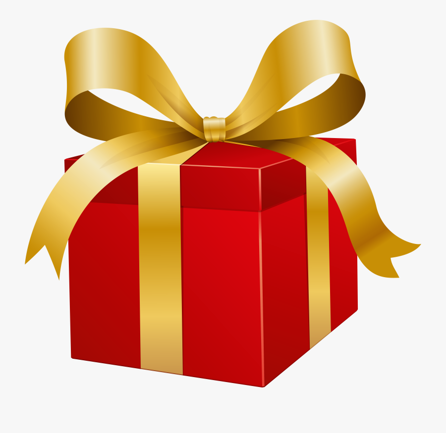 Red Present Box Png Clip Art - Gold Gift Box Png Hd, Transparent Clipart