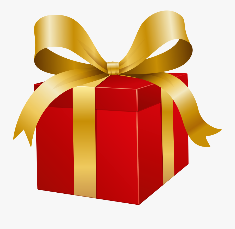 Red Present Box Png Clip Art - Gold Gift Box Png Hd , Free Transparent