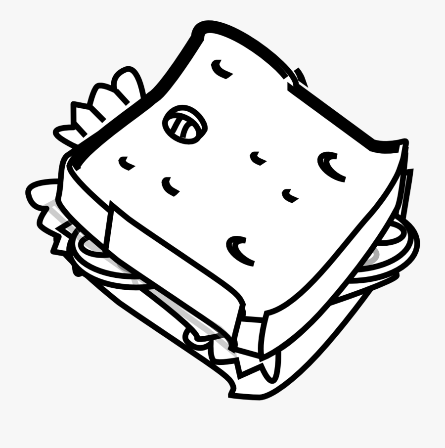 Cheese - Sandwich - Clipart - Cheese Sandwich Black And White, Transparent Clipart