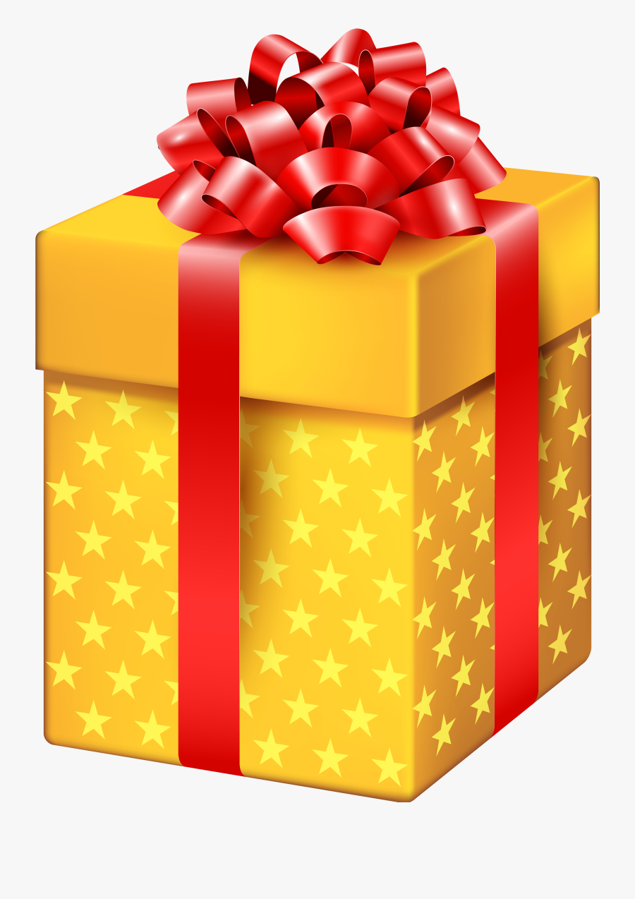 Yellow Gift Box With Stars Png Clipart - Transparent Background Gift Png, Transparent Clipart