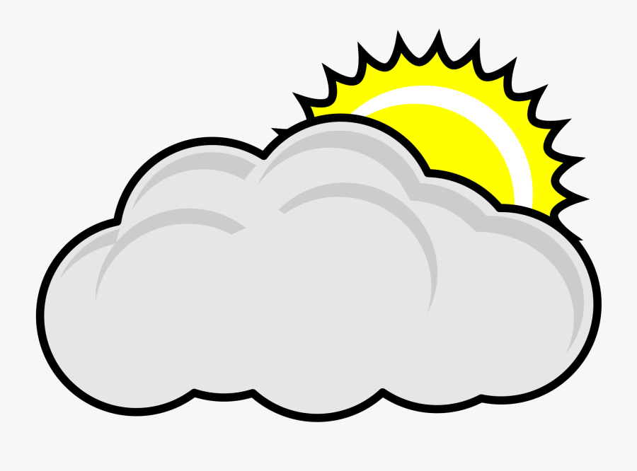 Cloudy Sun Nature - Partly Cloudy Clipart Black And White, Transparent Clipart