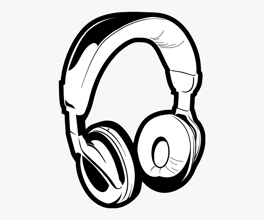 Computer Headphone Clipart Black And White - Black And White Headphone, Transparent Clipart