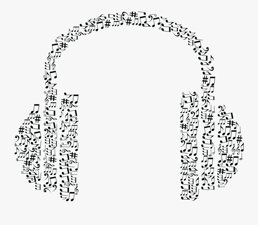 Free Clipart Of A Pair Of Headphones Made Of Black - Headphones With Music Notes Clip Art, Transparent Clipart