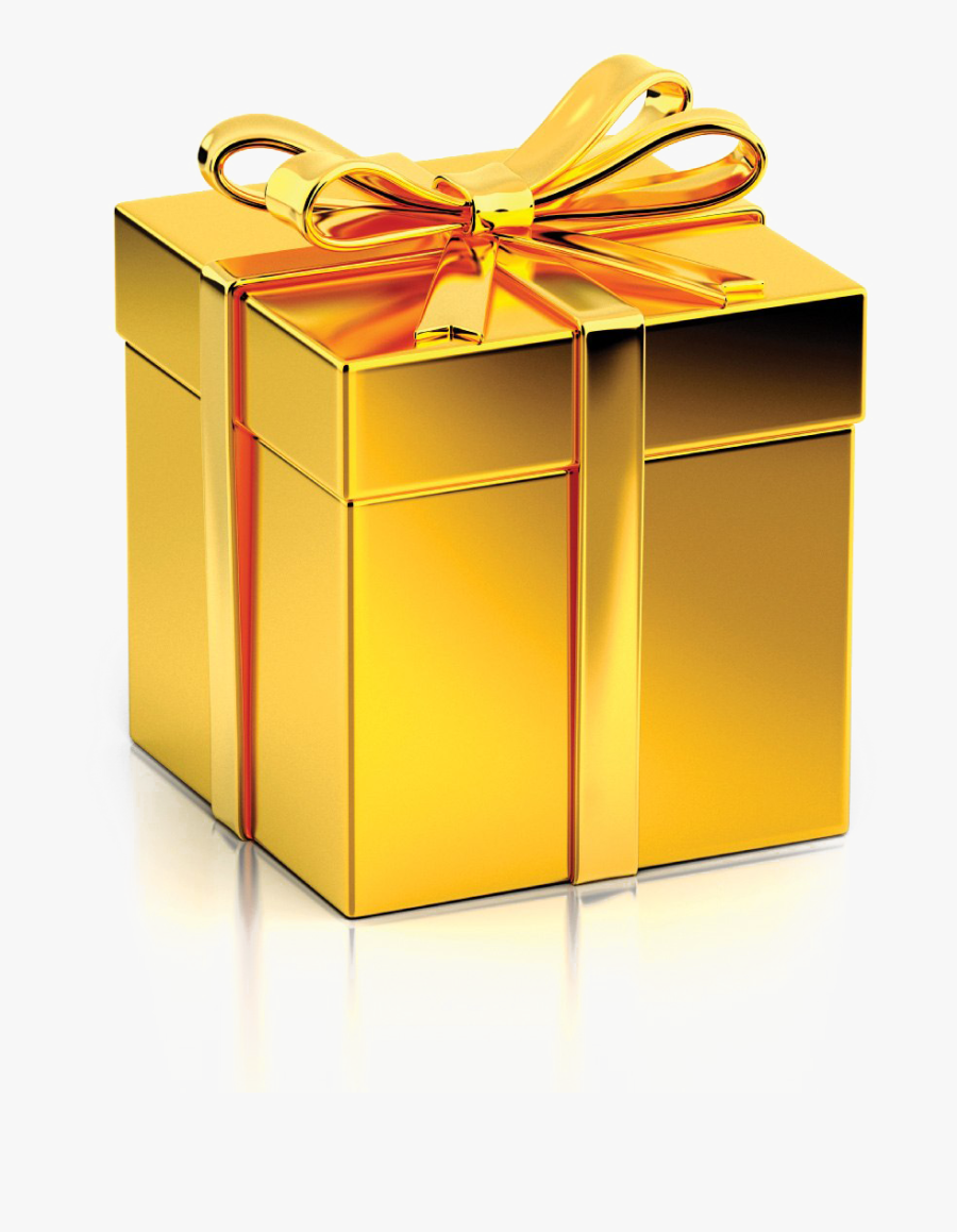 Golden Gift Png Clipart Background - Christmas Gift Box Gold, Transparent Clipart
