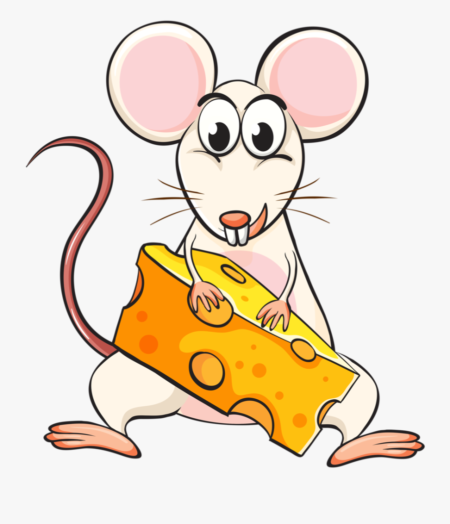 Transparent Cute Cat Clipart - Mouse Eating Cheese Clip Art, Transparent Clipart