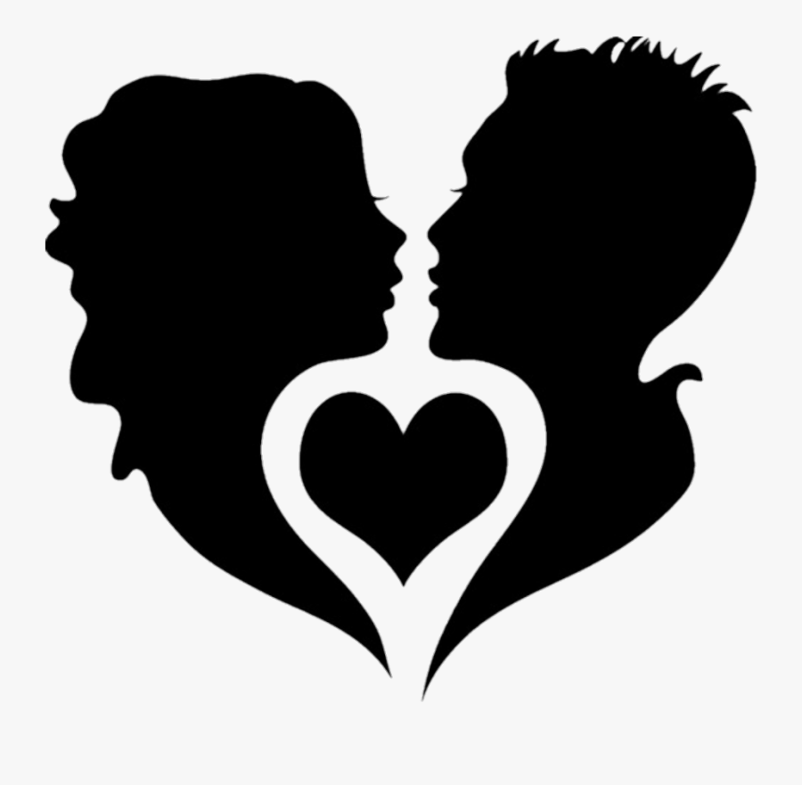 Black Silhouette Silhouettes Couples Couple Hearts - Boy And Girl Love Logo, Transparent Clipart
