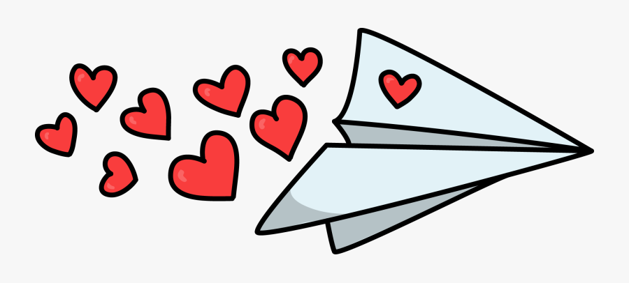 Free Paper Plane With Hearts Love High - Paper Airplane With Hearts, Transparent Clipart