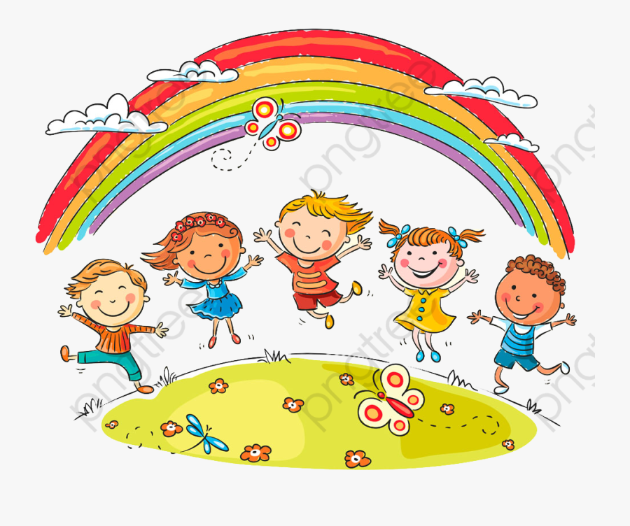 Rainbow Children And Cartoon - Children Cartoon, Transparent Clipart