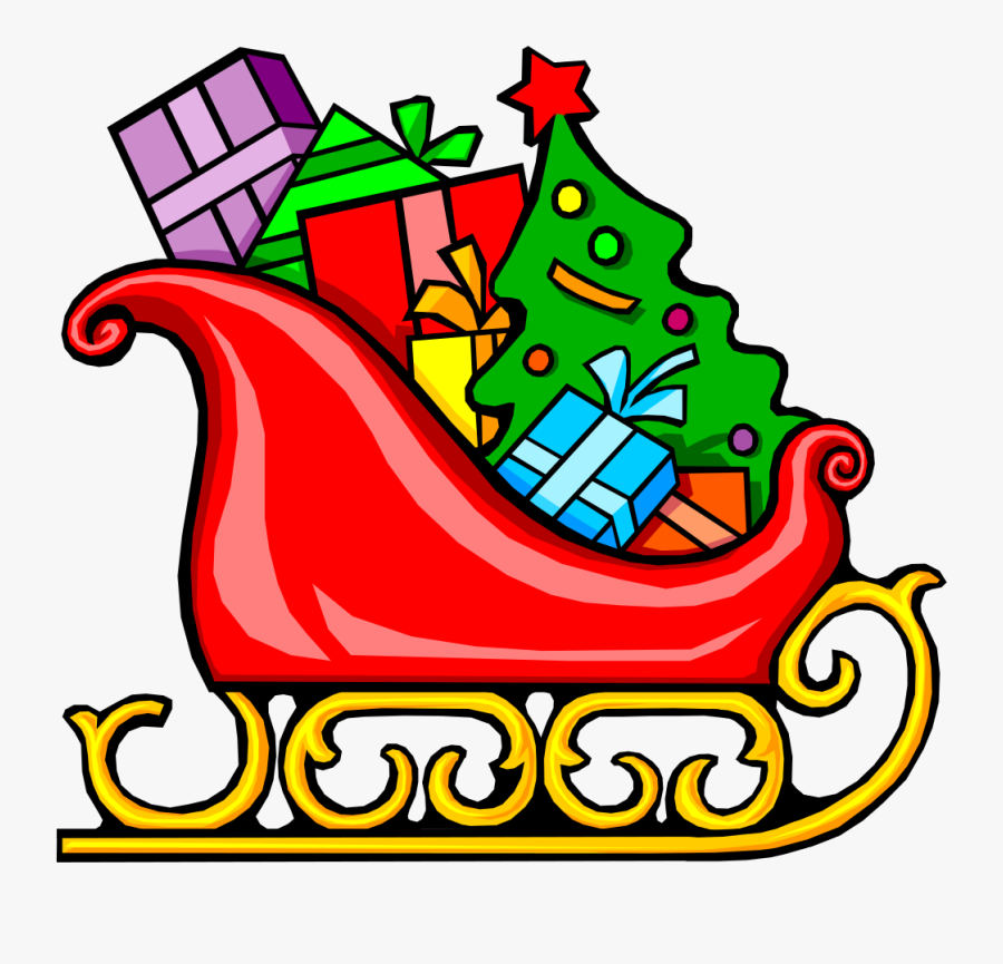 Santa"s Sled - Santa Sleigh With Presents, Transparent Clipart