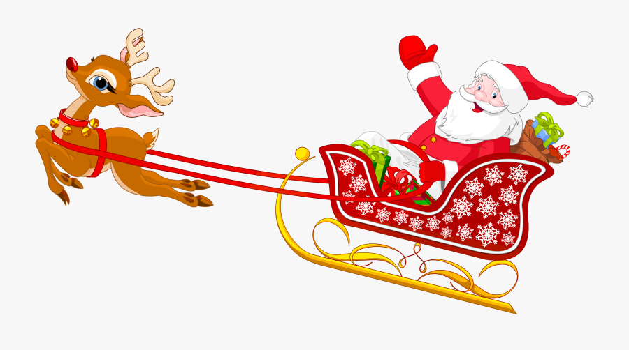 Clip Art Santa Sleigh Clip Art - Santa On Sleigh Clipart, Transparent Clipart