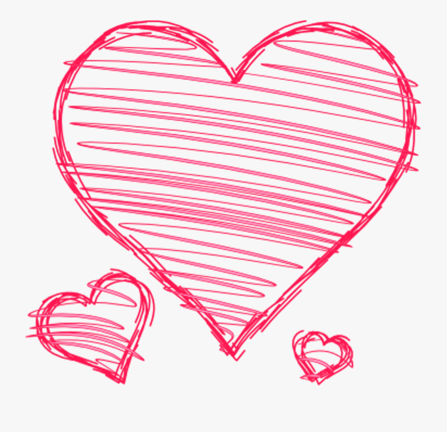 Doodle Hearts Pink Red Handdrawn Pen Drawn Scribble - Hand Drawn Pink Heart, Transparent Clipart