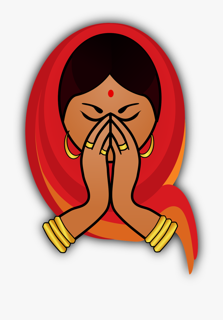 Indian Cuisine Namaste Download Drawing - Welcome Women, Transparent Clipart