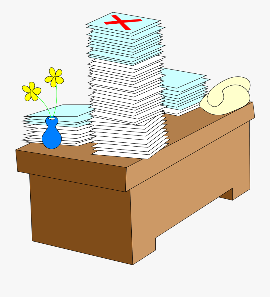 Stack Of Clipart Cartoon - Stacks Of Paper On Desk Clipart, Transparent Clipart