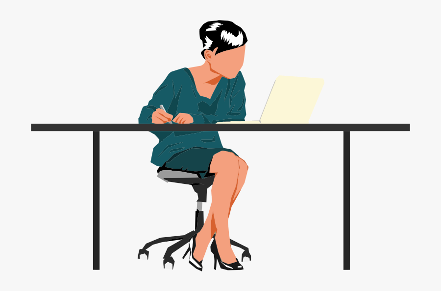 Transparent Sitting In A Chair Clipart - Person Sitting At Desk, Transparent Clipart