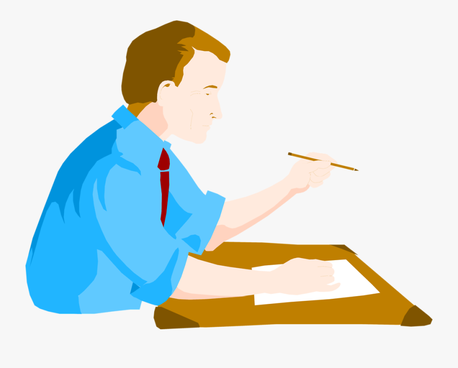 Desk Free Stock Photo Illustration Of A Business Man - Man Writing Clipart, Transparent Clipart