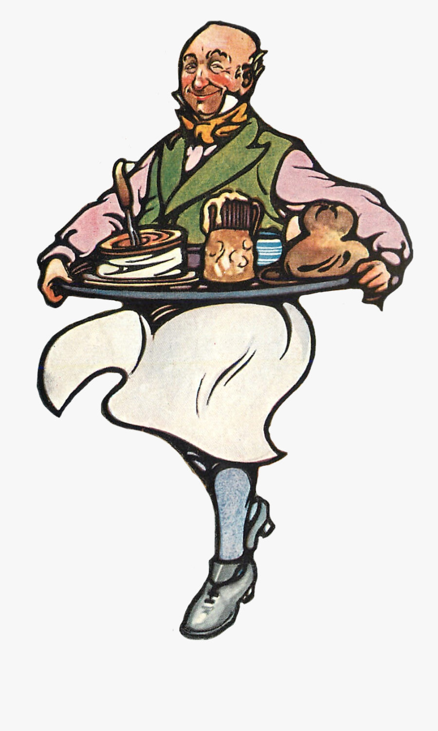 Waiter Man Vintage Retro - Cartoon, Transparent Clipart