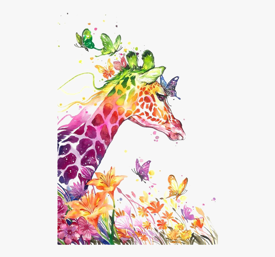 Arts Canvas Watercolor Visual Giraffe Print Painting - Giraffe Watercolor Paintings, Transparent Clipart