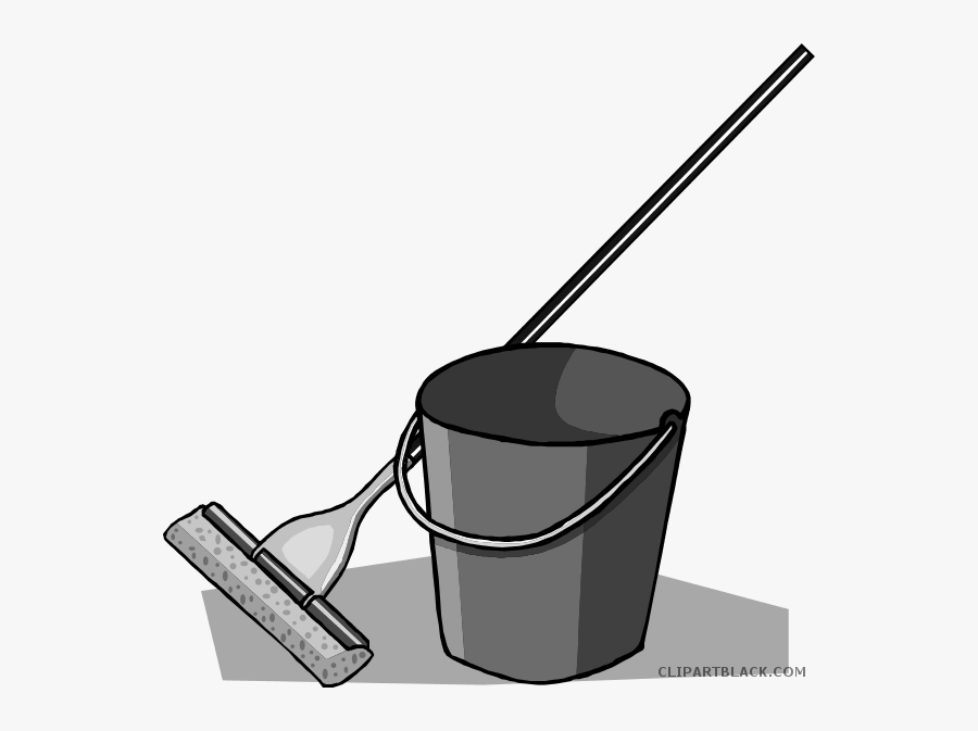 Transparent Bucket Clipart Black And White - Clip Art Mop And Bucket, Transparent Clipart