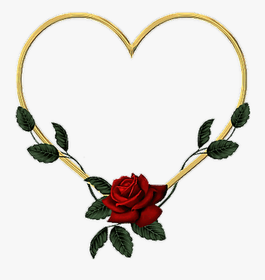 #goldheart #gold #heart #rose #vines #leaves #flower - Heart Png Gold, Transparent Clipart