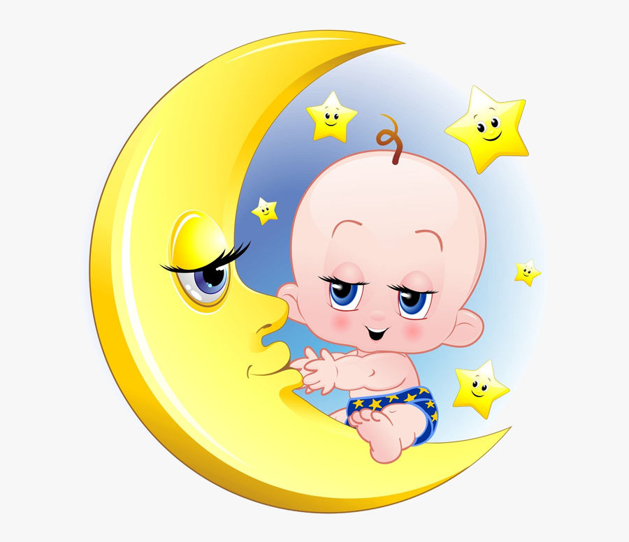 Child Moon Cartoon Transprent Png Free Ⓒ - Moon Cartoon Png, Transparent Clipart
