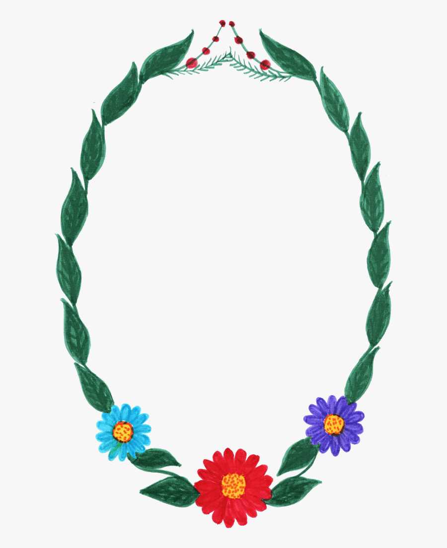 10 Watercolor Oval Frame With Flowers Png Transparent - Frame Circle Flower Png, Transparent Clipart