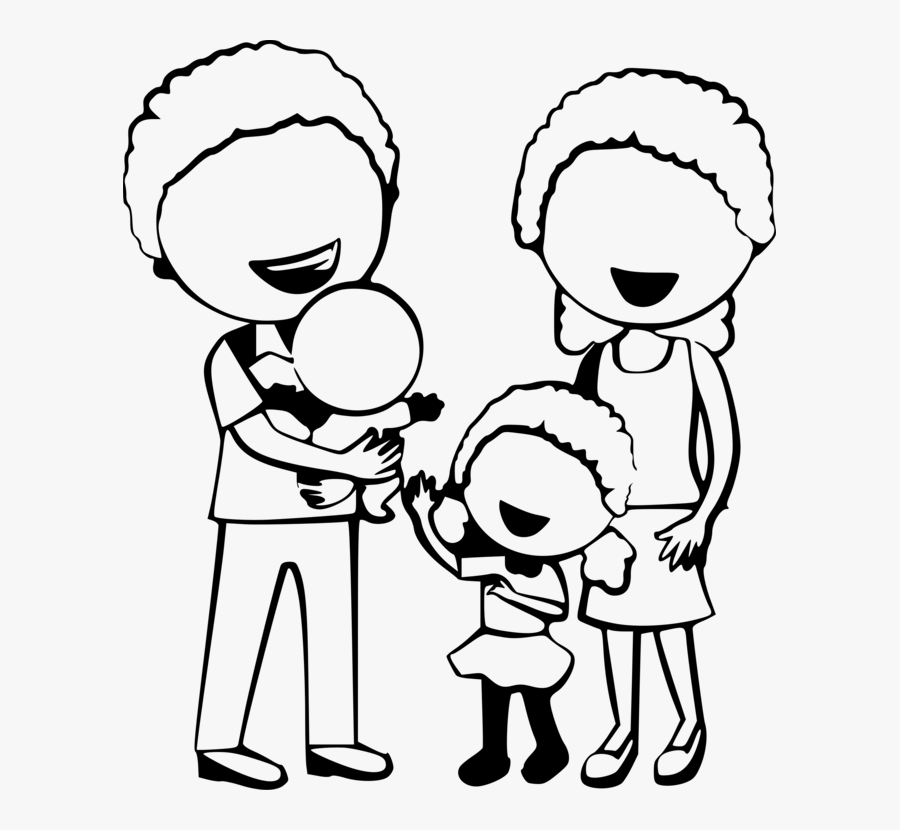 Emotion,love,monochrome Photography - Family Cartoon Black And White Png, Transparent Clipart
