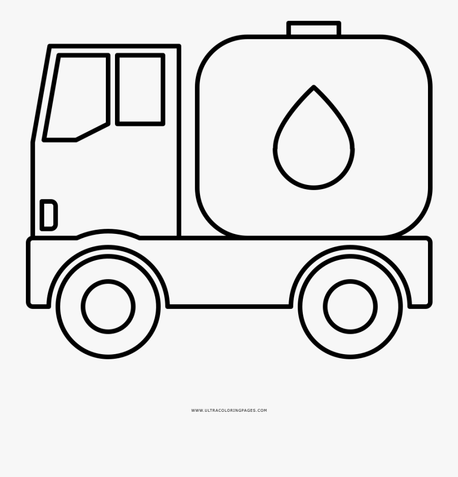 Water Tank Truck Coloring Page - Water Tank Truck Drawing, Transparent Clipart