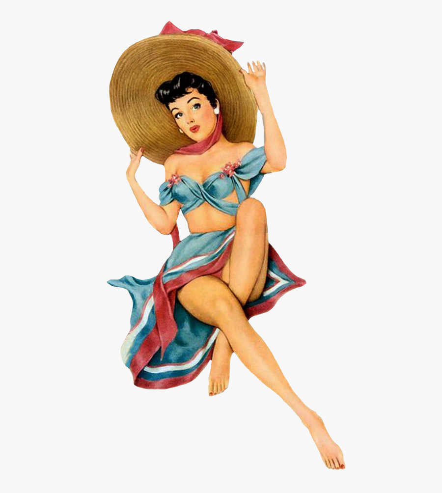 Retro Pin-up Girl In Beach Clothing - Pin Up Girl Mexico, Transparent Clipart