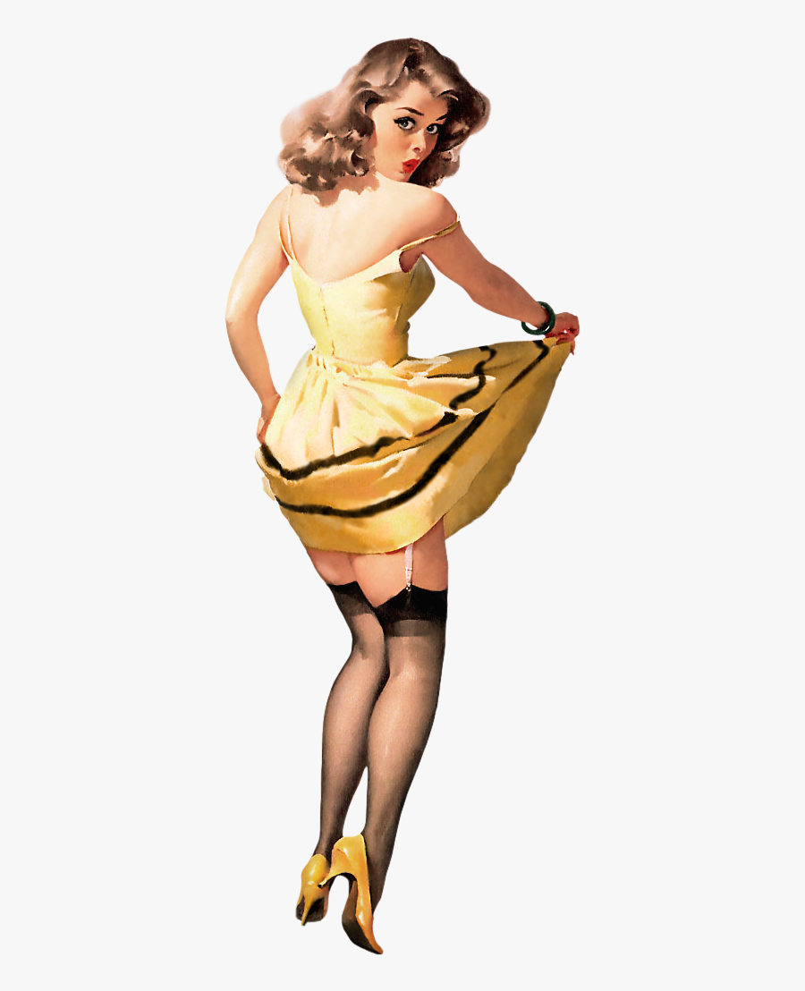 Pin-up Girl In Yellow Dress - Transparent Pin Up Girl Png, Transparent Clipart
