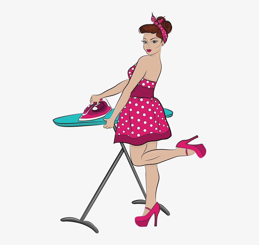 Picture Of A Pin Up Girl In A Pink Polka Dot Dress, Transparent Clipart