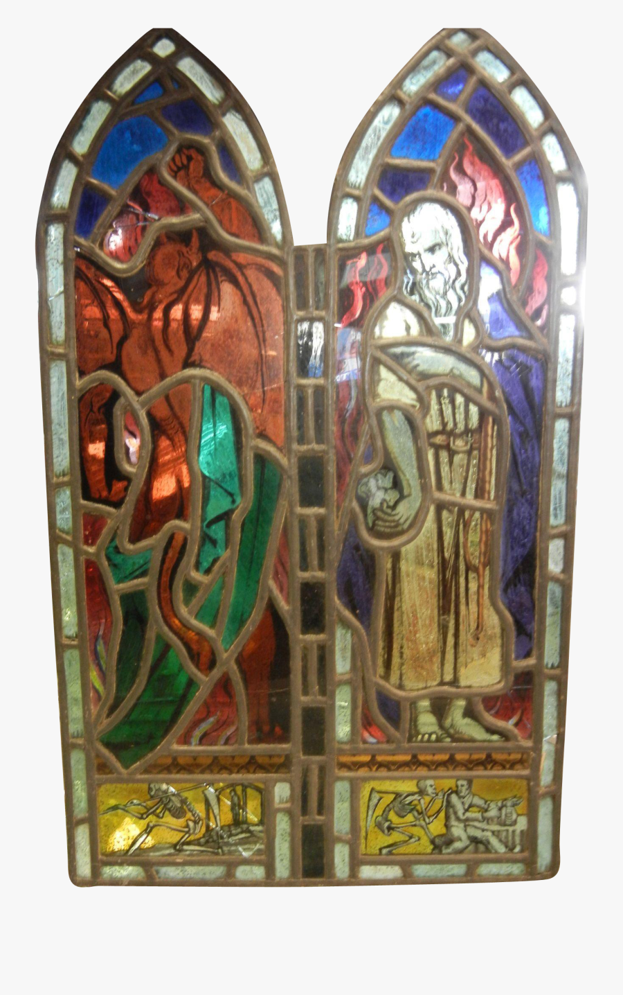 Antique Stained Glass Window Panel Judas Selling To - Stained Glass, Transparent Clipart