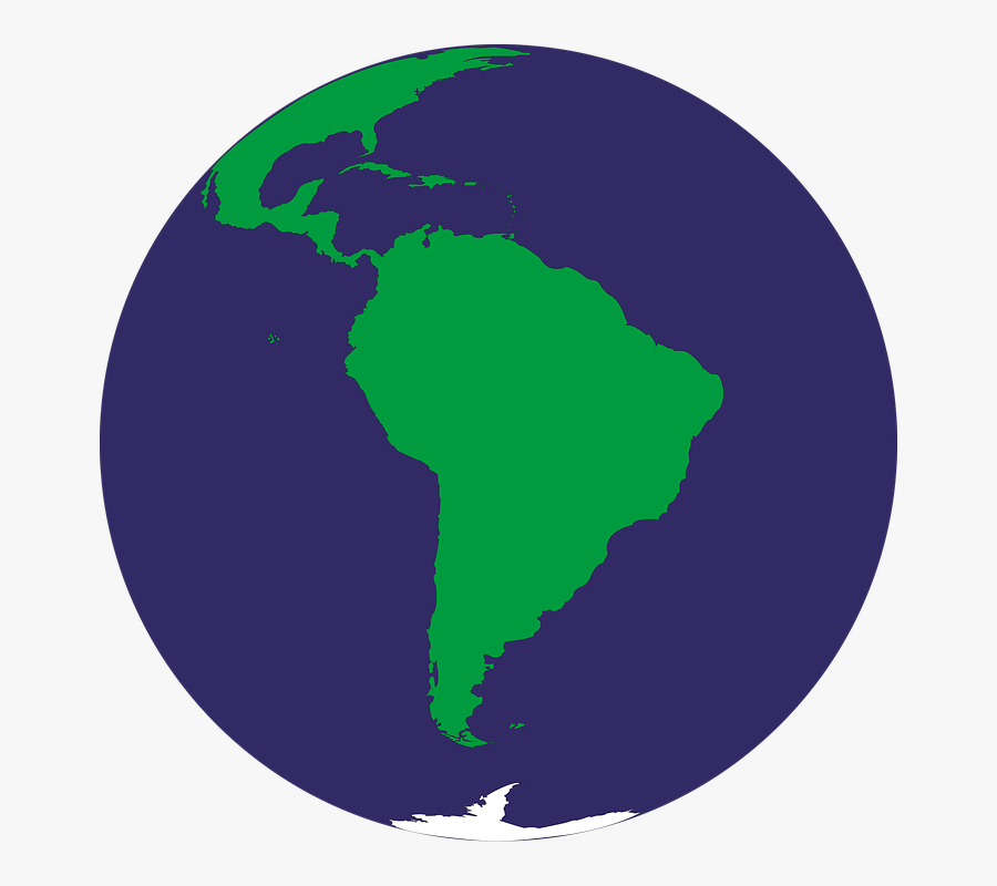 Transparent Planet Rings Png - Globe Focused On South America, Transparent Clipart